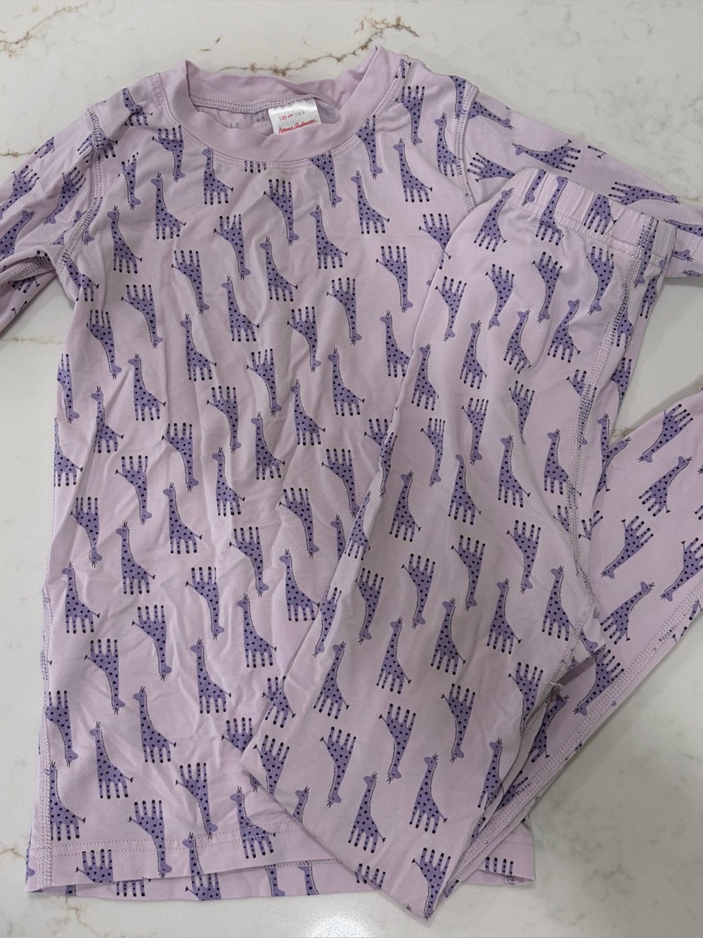 Hanna Andersson Tencel Pajamas Size 8 (130 cm) Purple Giraffe 2-Piece Set